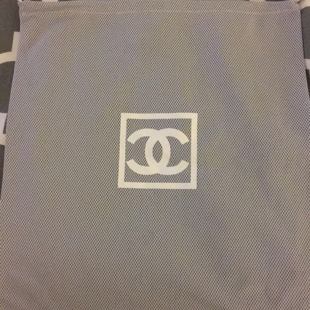 Chanel silver mesh dust bag